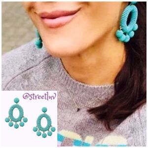 stella & dot ~ cece chandelier earrings teal mint ~ vintage retro beaded